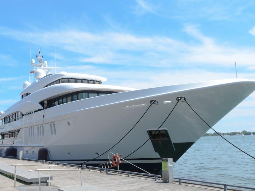 White motor yachts at a Southern California marina